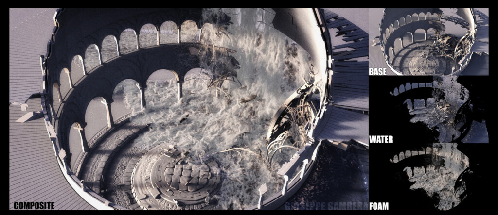 Cathedral Destruction and Fluid Simulation - Houdini (2017), progetto di Giuseppe Gambera, immagine 1 di 6