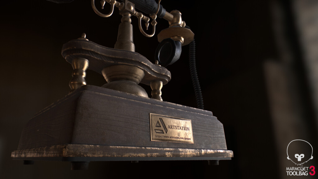 RealTime 3D Vintage Telephone - Marmoset Turntable, progetto di Giuseppe Gambera, immagine 2 di 5