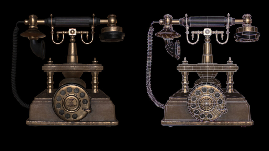 RealTime 3D Vintage Telephone - Marmoset Turntable, progetto di Giuseppe Gambera, immagine 3 di 5