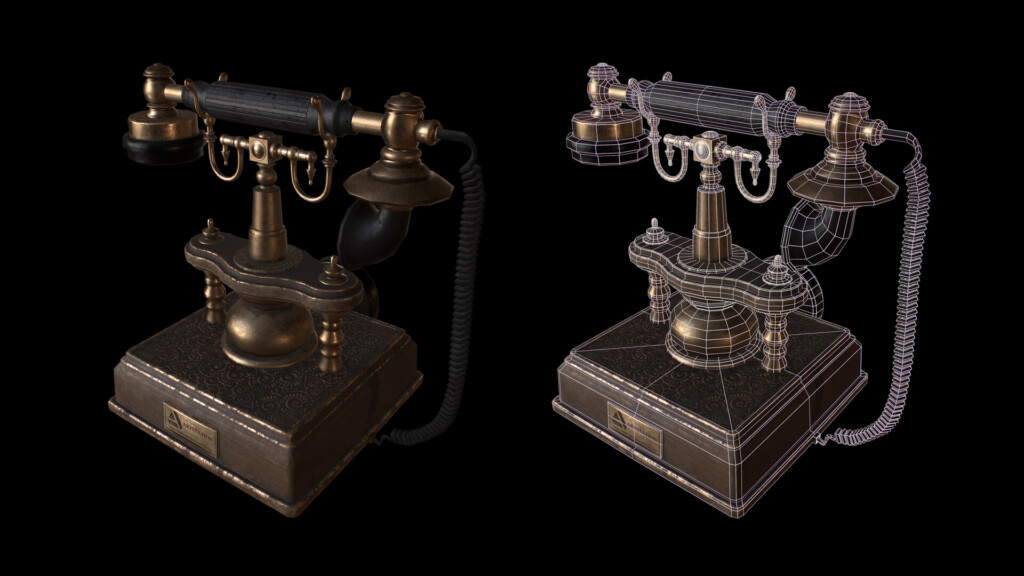 RealTime 3D Vintage Telephone - Marmoset Turntable, progetto di Giuseppe Gambera, immagine 5 di 5